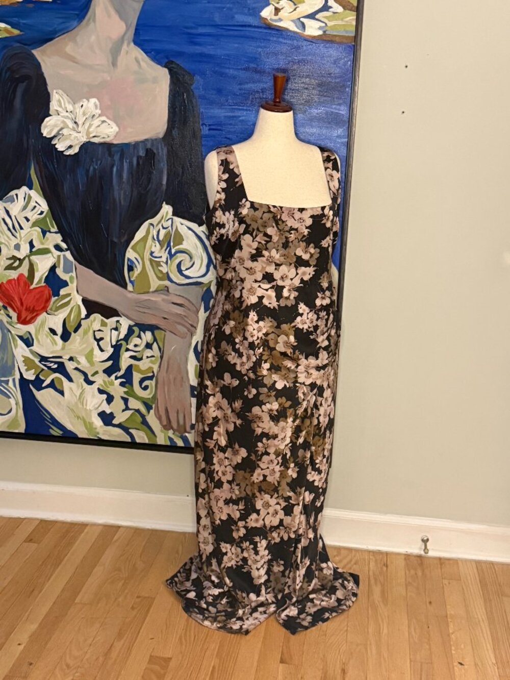Lulus Blossoming Aura - Black Floral - Square Neck - Tulip Maxi Dress - Sz 1X